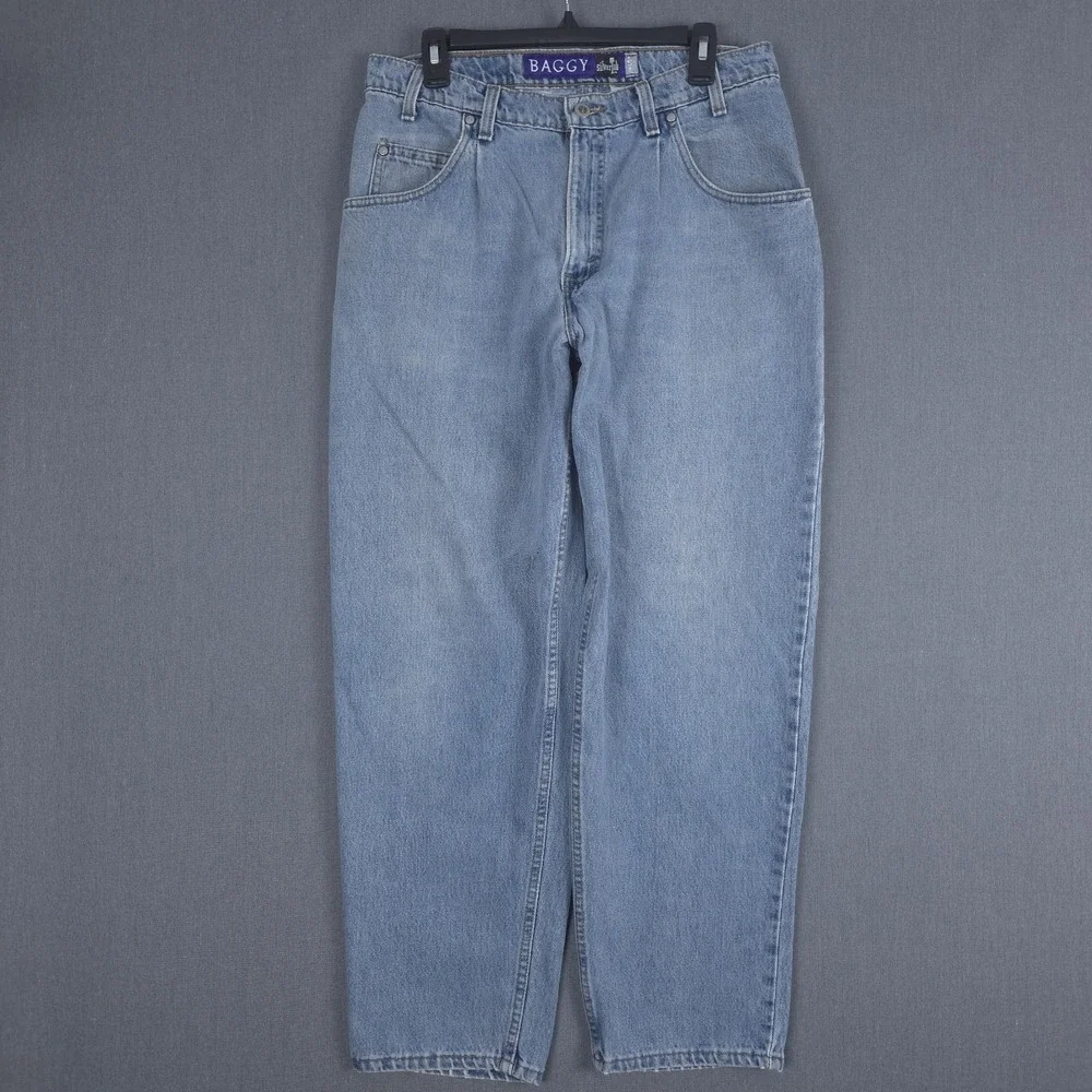 Vintage Levis SilverTab Baggy Jeans Mens 34x30 (Fits 32x30) Pleated Denim USA